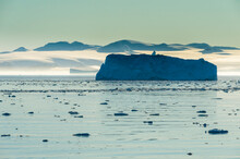 Icebergs Floating In Hope Bay At Dusk