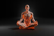 © Spectral/Westend61 - 3D illustration of male character meditating in lotus position against black background