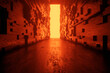 © Westend61 - 3D rendered illustration of glowing orange exit at the end in dark corridor