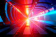 © Westend61 - Three dimensional render of futuristic corridor inside spaceship or space station illuminated by bright red light