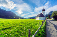 Austria, Tyrol, Small Countryside Church In Tannheimer Tal