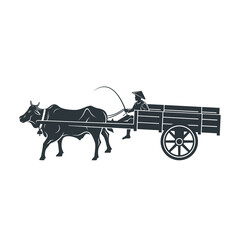  cow cart illustration, vector art.
