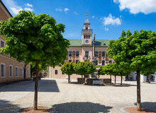 Germany, Bavaria, Bad Reichenhall, Empty Town Square In Front Of Old Town Hall In Spring