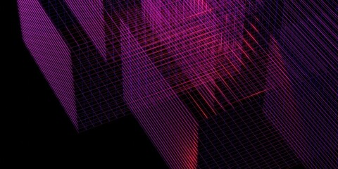 Poster - laser grid purple glow red and blue 3d illustration