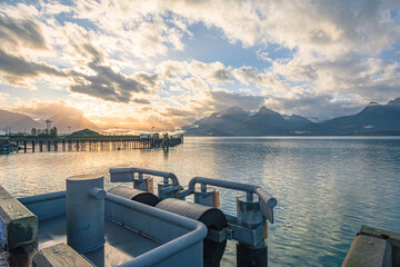 Wall Mural - View of sunrise from Kelsey Dock , Valdez , Alaska.