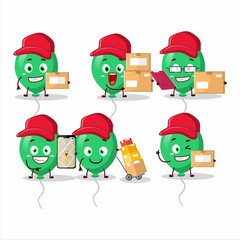 Poster - Cartoon character design of green balloons working as a courier