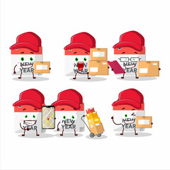 Poster - Cartoon character design of new year calendar working as a courier