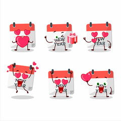 Wall Mural - New year calendar cartoon character with love cute emoticon