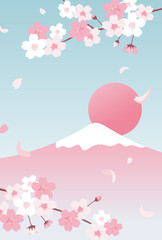 Wall Mural - vector background with cherry blossoms and Mt. Fuji for banners, cards, flyers, social media wallpapers, etc.