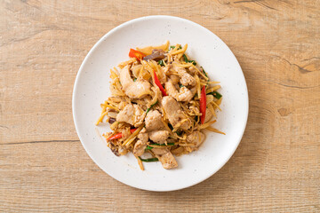 Wall Mural - stir-fried chicken with ginger