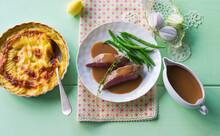Lamb Fillet With Potato Gratin And French Beans