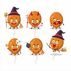 Poster - Halloween expression emoticons with cartoon character of orange balloons