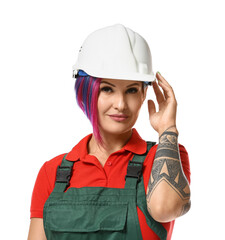 Sticker - Female electrician on white background