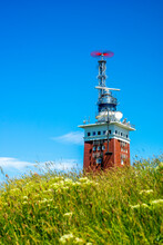 Germany, Schleswig-Holstein, Helgoland, Springtime Meadow In Front Of Lighthouse