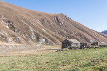 Georgia, Greater Caucasus, Truso Gorge With Village Ketrisi