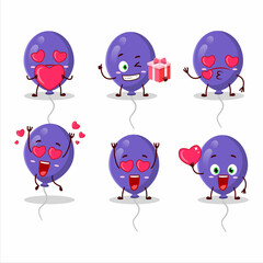 Canvas Print - Purple balloons cartoon character with love cute emoticon