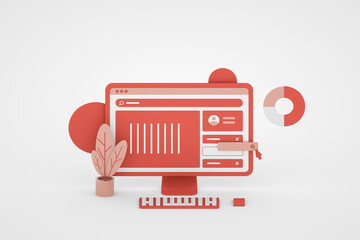 workplace for work from home or office. Creative work concept background. Web banner, start site page, infographics,advertising promotion concept. 3d rendering.