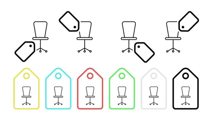 Wall Mural - Office chair vector icon in tag set illustration for ui and ux, website or mobile application