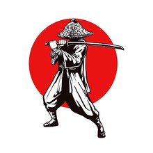 Samurai Illustration For T Shirt Design