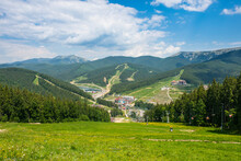 Ukraine, Carpathian Mountains, Overlook Over The Bukovel Ski Resort