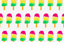 Multi Flavored Ice Cream Bars Painted On White Background