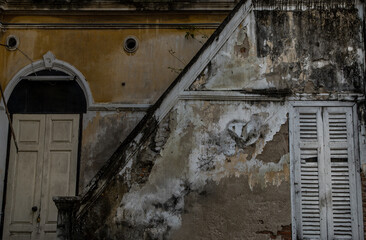 Wall Mural - Bangkok, Thailand - Jan 09, 2019 : External of old building was left to deteriorate over time, Western Architecture style.