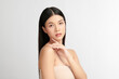 © kitthanes  - Beautiful young asian woman with clean fresh skin on white background, Face care, Facial treatment, Cosmetology, beauty and spa, Asian women portrait.