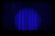 Closed silky luxurouse blue curtain stage backdrop with backlight. Teater curtaines. Vector gradient illustration