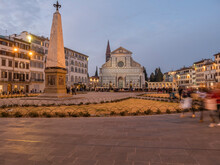 Italy, Tuscany, Florence, Santa Maria Novella, Piazza Santa Maria Novella In The Evening