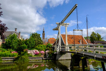 Netherlands, North Holland, Edam, Kwakelbrug Bridge In Summer