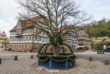 Germany, Baden-Wurttemberg, Maulbronn, Decorated Fountain Of Maulbronn Monastery