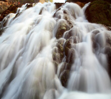 Spain, Province Of Guadalajara, Close-up Of Waterfall In Alto Tajo Nature Reserve