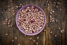 Bowl Of Dried Pinto Beans In Bowl