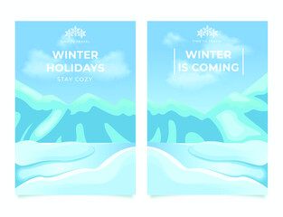 Wall Mural - set of winter invitation card poster design illustration