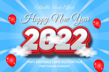 Wall Mural - happy new year 2022 editable text effect 3d style