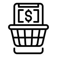 Sticker - Online food shop basket icon outline vector. App payment. Order delivery