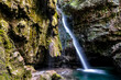 Germany, Bavaria, Long exposure of Hinanger waterfall in Allgauer Hochalpen nature reserve