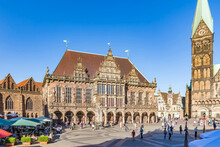 Germany, Free Hanseatic City Of Bremen, Market Square, Cafe, Bremen Roland, Townhall