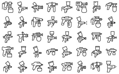 Poster - Paint sprayer icons set outline vector. Wrap coating. Automotive spray