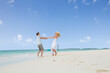 © Westend61 - Happy couple on holiday, walking on a dream beach