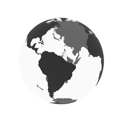 Wall Mural - Globe transparent icon withblack map of the continents of the world isolated.