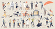 © VectorMine - Occupations and professional work and job choice items tiny person concept. Various employees from medical nurse and doctor to pilot and architect vector illustration. Labor variety in mini scenes.