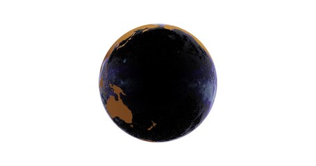 Wall Mural - Globe icon with smooth shadows and white map of the continents of the world. loop 3d animation