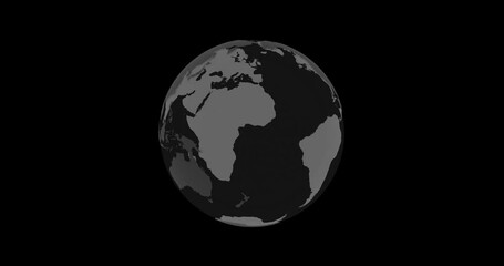 globe icon with smooth shadows and white map of the continents of the world. loop 3d animation