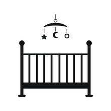 Childrens Bed Icon. Baby Bed Design. Cradle And Home, Nurse Symbol
