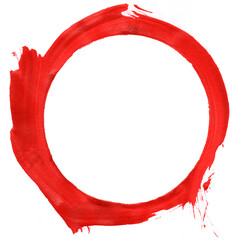 Wall Mural - Red round frame painted with acrylic paint on a white background