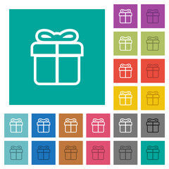 Sticker - Gift box outline square flat multi colored icons