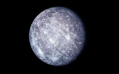 Wall Mural - mercury planet isolated in black.