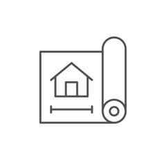 Poster - House blueprint line outline icon