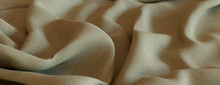 Fine Woven Textile With Wrinkles And Folds. Grey Fall Banner.